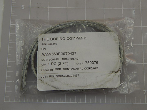 CONTINENTAL CORDAGE AA59569R30T0437 2 FT TINNED COPPER TUBULAR BRAID T87486