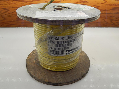 LOT OF 500 FT ROYAL 8233470502 14/3 SJOOW ROYAL SOVEREIGN CORD 105 C 300 V ETHYLENE PROPYLENE YELLOW T87542