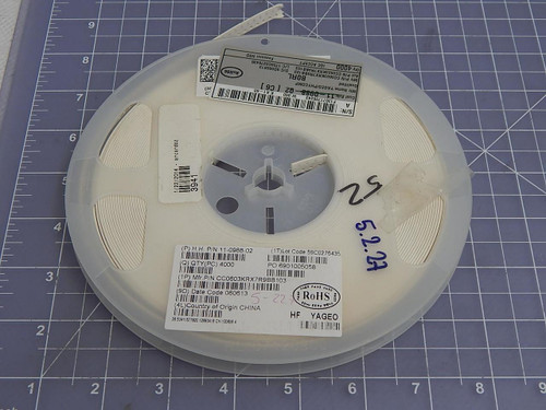 Lot of 3900 Yageo 11-0988-02, CC0603KRX7R9BB103 Multilayer Ceramic Capacitors MLCC - SMD/SMT 10nF 50V X7R 10% T100657 For Sale