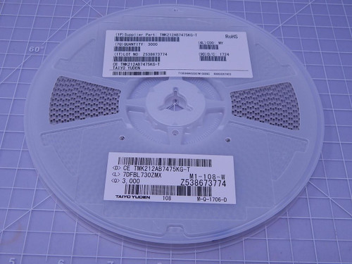 Lot of 3000 Taiyo Yuden TMK212AB7475KG-T Multilayer Ceramic Capacitors MLCC - SMD/SMT 4.7 uF 25 V X7R +/-10 % 0805 Gen Purp T108809 For Sale
