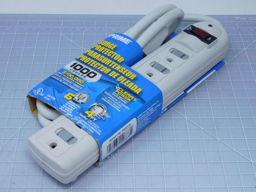 Prime Wire & Cable PB002125 6 Outlet Surge Protector 1000 Joules 4 Ft T123135 For Sale