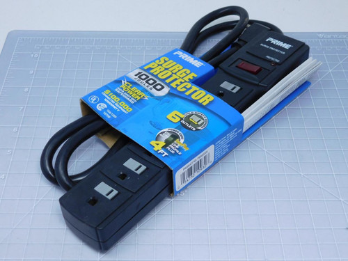 Prime Wire & Cable PB002225 6 Outlet Surge Protector 1000 Joules 4 Ft T123136 For Sale
