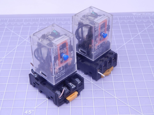 Lot of 2 Omron MK2PN-S    Relays w/ Bases 10 A 300 V For Sale