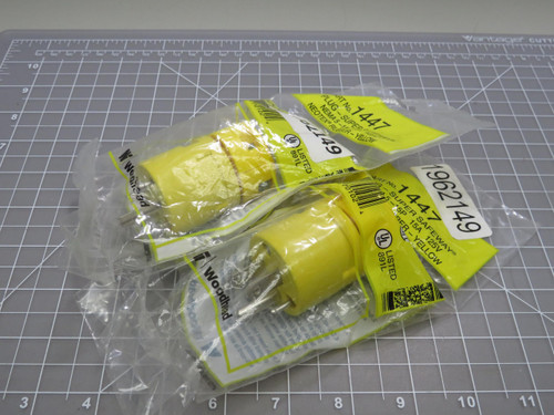 Lot of 2 Woodhead 1447  Plug-Super Safeway Nema5-15P 15A 125V Neotex Rubber Yellow For Sale