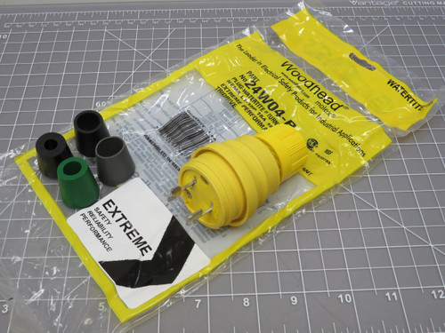 Woodhead 24W04-P 130146-0205 Plug Locking Blade 2 Position/2 Wire NEMA L1-15 125V Cord Grip Body Size F2 For Sale