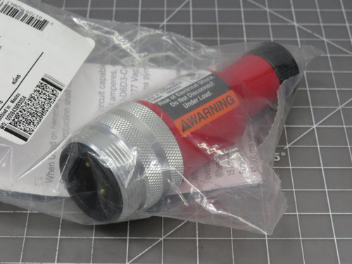 Woodhead 1300680110 1C3030-001E Brad Power Pass Thru Assembly QC 3P Male to MC 3P Female SK Red Overnold For Sale