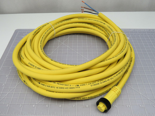 Brad Harrison 1300060897 104000K12M100 Mini-Change A-Size Single-Ended Cordset 4 Poles Female (Straight) to Pigtail 16 AWG TPE Cable For Sale