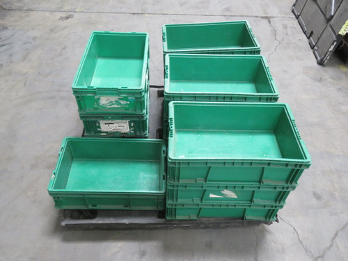 USED LOT OF 13 BUCKHORN 241508SWA2 STRAIGHT-WALL PLASTIC CONTAINER 24X15X8 T267849 FOR SALE