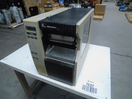 USED ZEBRA 140XIIII PLUS INDUSTRIAL THERMAL TRANSFER BARCODE PRINTER. M7668 FOR SALE