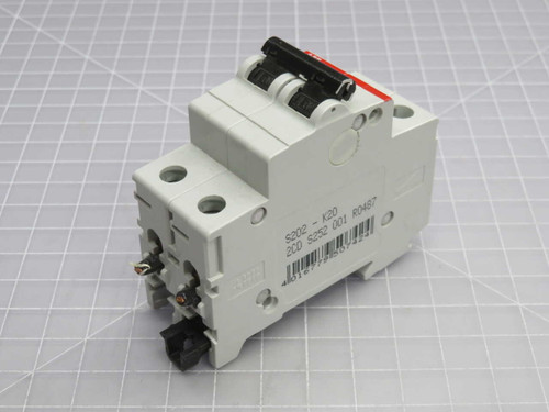 USED LOT OF 2 ABB S202-K20 2CD S252 001 R0487 MINIATURE CIRCUIT BREAKERS T270644 FOR SALE