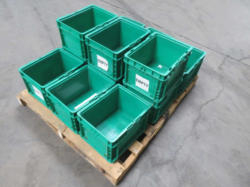 LOT OF 12 ORBIS NX01215-9 MODULAR STRAIGHT-WALL STACKING CONTAINER/TOTE, 12IN X 15IN X 9.5IN