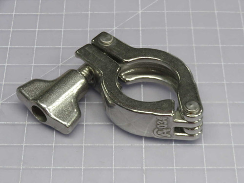 USED LOT OF 25 STAINLESS STEEL WING-NUT QUICK-CLAMP (SANITARY TRI-CLAMP STYLE) FOR SALE
