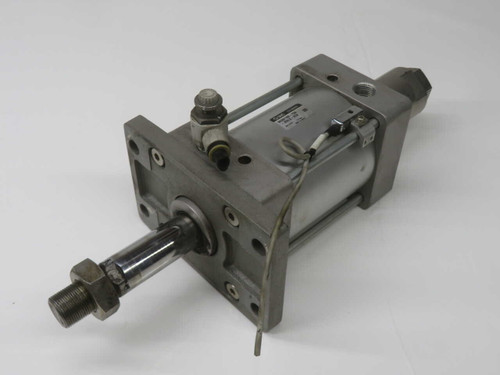USED SMC MDBF100-75A-J59LS-XC8 PNEUMATIC TIE-ROD CYLINDER, 100MM BORE X 75MM STROKE, WITH END LOCK AND REED SWITCHES FOR SALE