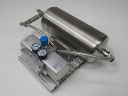 USED FESTO DPA-40-10-CRVZS2 DPA-40-10-CRVS2 552928 PNEUMATIC PRESSURE BOOSTER WITH 2-LITER RESERVOIR TANK, DPA-40-10-CRVZS2 AND CRVZS-2 FOR SALE