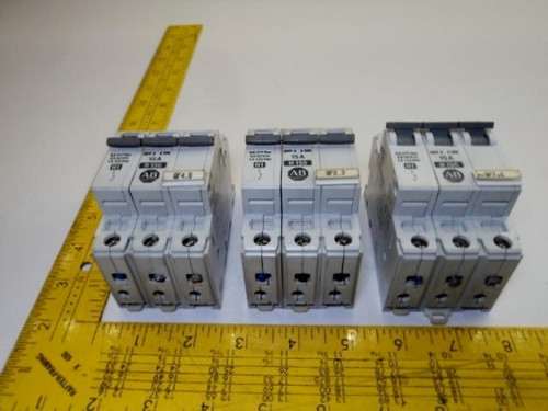 LOT OF 3 ALLEN-BRADLEY 1492-CB2 SER B H150 CIRCUIT BREAKER SWITCH 15A 3P T16285