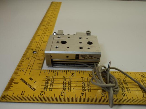 SMC MXS12-20AS PNEUMATIC CYLINDER SLIDE TABLE DUAL ROD T15083