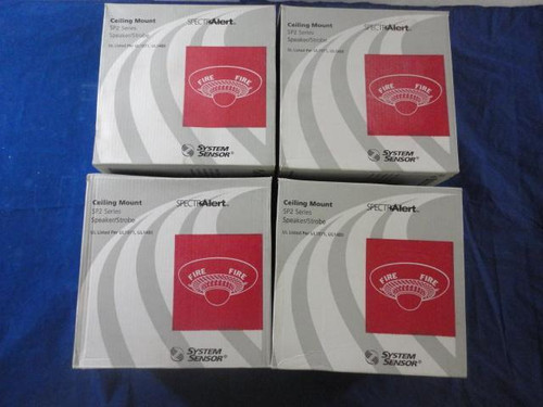 LOT OF 4 SYSTEM SENSOR SP2C24115 WHITE CEILING SPEAKERS/STROBES T21325