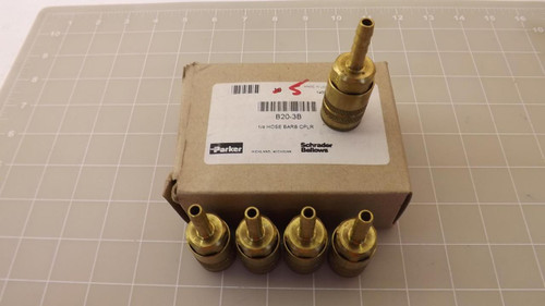 LOT OF 5 PARKER B20-3B 1/4 HOSE BARB CPLR T23549