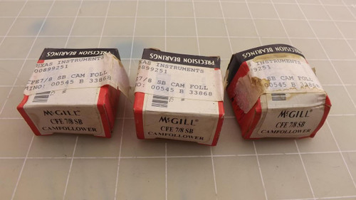 LOT OF 3 MCGILL PRECISION BEARINGS CFE7/8SB CAM FOLLOWER T27776