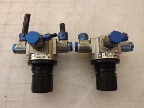 LOT OF 2 SMC EAR111-F01 PNEUMATIC REGULATORS T34144