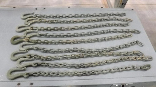 LOT OF 9 7339460 INDUSTRIAL LIFTING MILITARY CHAINS WITH HOOK T44706