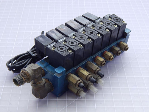 Lot of 7 MAC 45A-SA1-DAAJ-1KA Solenoid Valves w/ Manifold T94142 For Sale