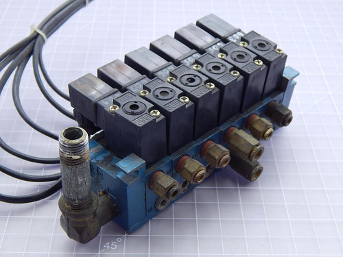 Lot of 6 MAC 45A-SA1-DAAJ-1KA Solenoid Valves w/ Manifold T94144 For Sale