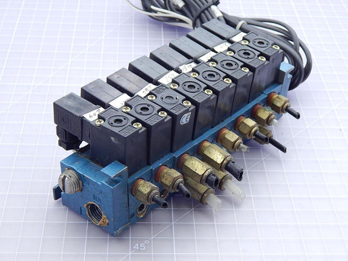 Lot of 8 MAC 45A-SA1-DAAJ-1KA Solenoid Valves w/ Manifold T94162 For Sale