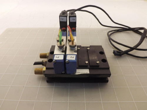 LOT OF 2 INVENSYS 2150180 VSN16-501-L52 8MMC501M-0401 SOLENOID VALVES W/ MANIFOLD T46901