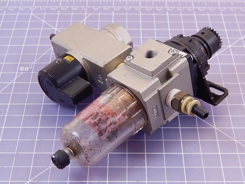 SMC AW20-02BG with VHS400-02, Pneumatic Filter Regulator w/ 3 Port Pressure Relief Valve T99433 For Sale