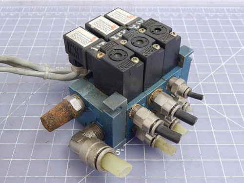 Lot of 3 MAC  45A-SA1-DAAJ-1KA Solenoid Valves w/ Manifold  For Sale