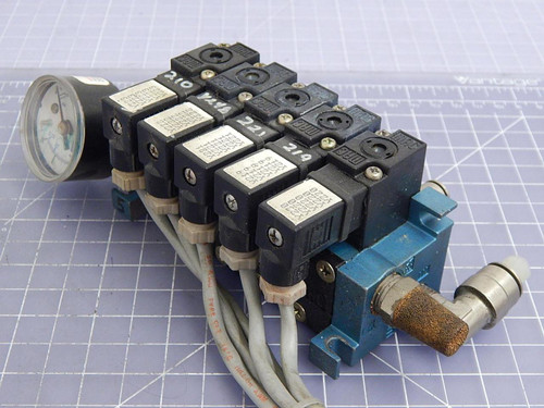 Lot of 5 MAC  45A-SA2-DAAJ-1KA Solenoid Valves w/ Manifold  For Sale