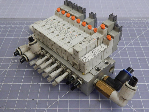 Lot of 10 SMC SY3140-5MOZE Solenoid Valves w/ Manifold T101094 For Sale