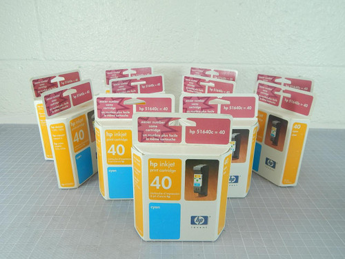 Lot of 11 HP Hewlett Packard, Inkjet 51640c, 40 Cyan Print Cartridges T101847 For Sale