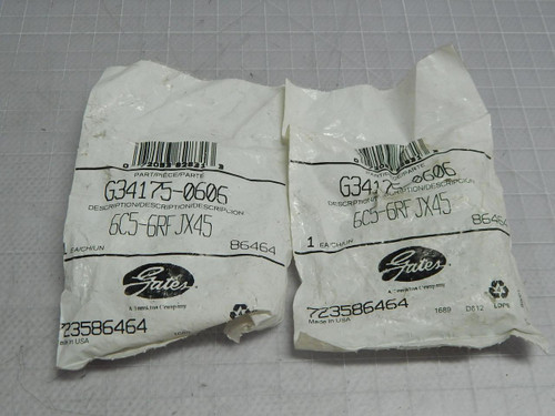 LOT OF 2 GATES G34175-0606 6C5-6RF JX45 TUBE TO HOSE ADAPTER T103260