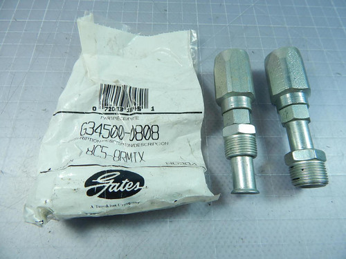 Lot of 3 Gates G34500-0808, 8C5-8RMIX Hydraulic Hose Fittings T103590 For Sale