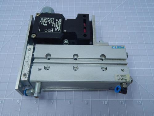 FESTO SCHMERSAL DFM-12-100-P-A-GF AZ 16-03ZVRK-M20-2254 PNEUMATIC GUIDE CYLINDER W/ SAFETY INTERLOCK SWITCH T107277