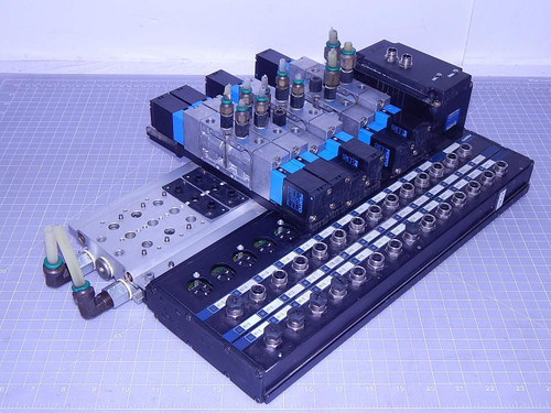 Festo IIFG-02-1/8-12-BU Solenoid Manifold Assembly with 4 Festo MSV-3 Coils T114583 For Sale