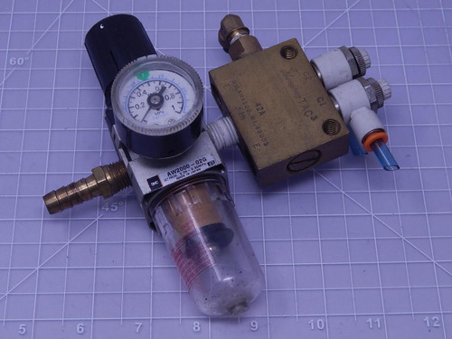 SMC AW2000-02G Pneumatic Filter Regulator w/ 5 Way Valve T115472 For Sale