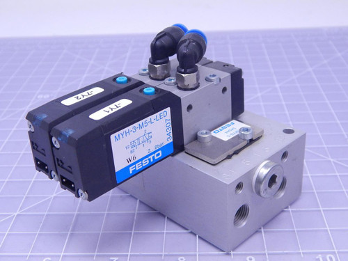 Festo MYH-3-M5-L-LED Solenoid Valves w/ Manifold T115863 For Sale