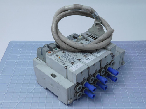 Lot of 3 SMC SY5345-NFU-5FU SY Series Pneumatic Valves with Manifold T122636 For Sale