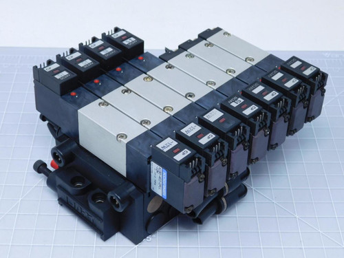 Lot of 7 Koganei A180-4E2-CPLL-26W Solenoid Valve Assembly w/ Manifold 0.15-0.7 MPa T125613 For Sale