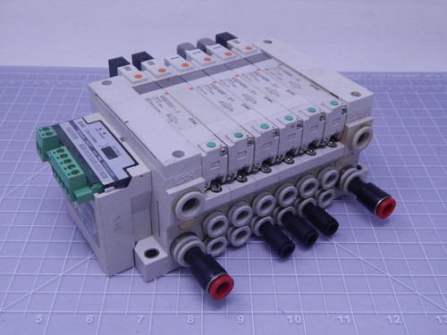 SMC EX120-SDN1 devicenet with 6ea VQ2400-51 Valves includes manifold T127464 For Sale