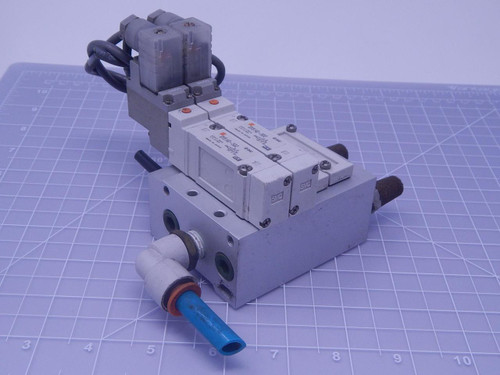 Lot of 2 SMC SY5140-5DZ Solenoid Valves w/ Manifold T129271 For Sale