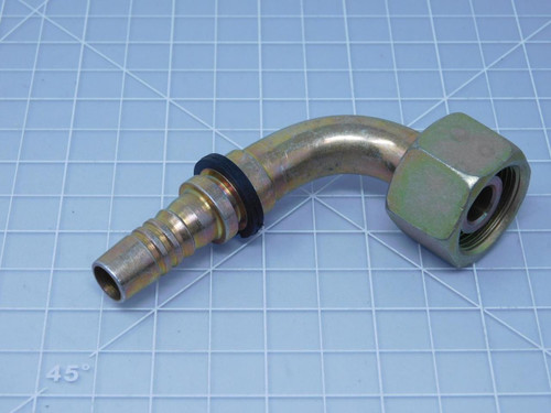 Gates 1S12DSB8    Carbon Steel Global Crimp Hose Fitting DKO Female Swivel, Heavy Duty, 90 Degree Elbow, 1/2" Hose ID, 14 mm Tube Size For Sale