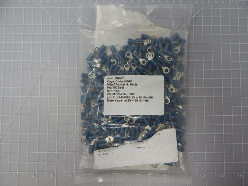 Lot of 367  MS25036-108    Blue Ring Tongue Terminal 14-16 AWG 4.82 mm For Sale