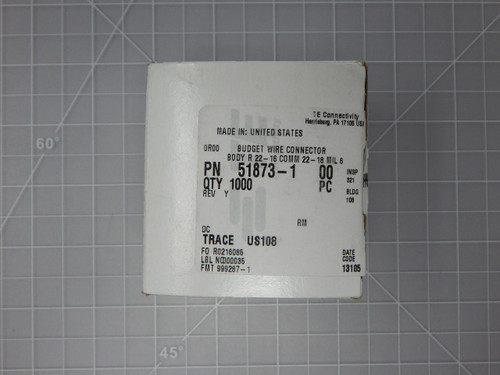 Lot of 1690  51873-1    Ring Tongue Terminal 22-16 AWG 3.68 mm For Sale