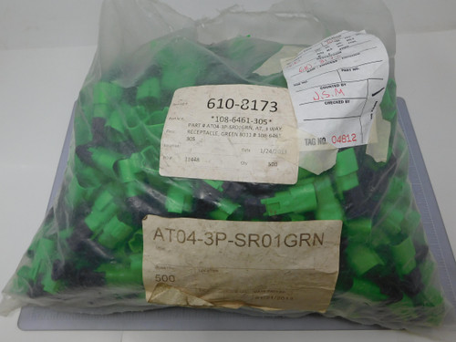 Lot of 490 Amphenol AT04-3P-SR01GRN    3 Way Green Receptacles For Sale