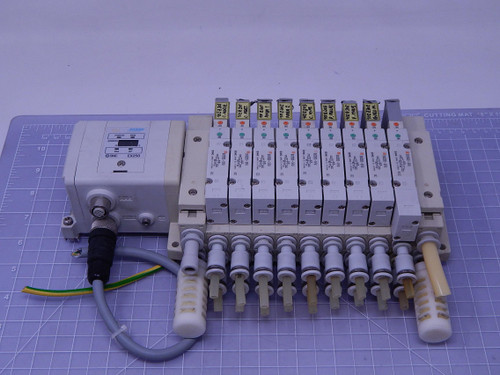 SMC EX250 SS5V2-Q31016   Serial Interface Unit w/ 9 Solenoid Valves For Sale