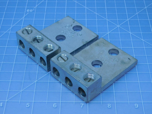 Lot of 6 Burndy K3A25U-2  Aluminum Universal Terminal, 3 Conductor, 2 Hole For Sale